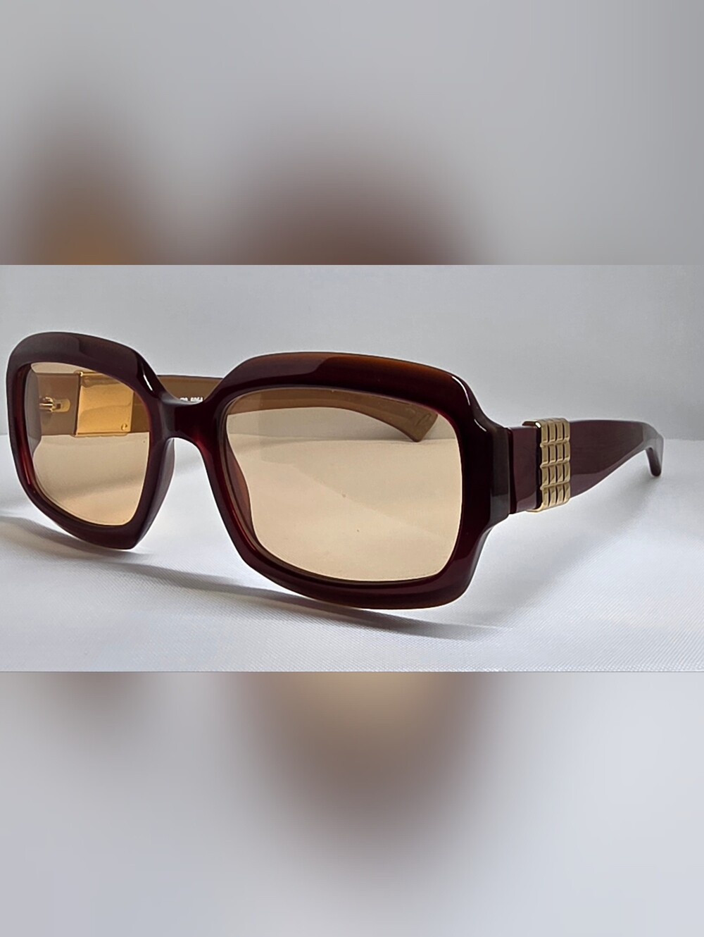 !!Clearance Sale!! Chopard Burgundy/Caramel/Gold Square Sunglasses - Picture 4 of 10